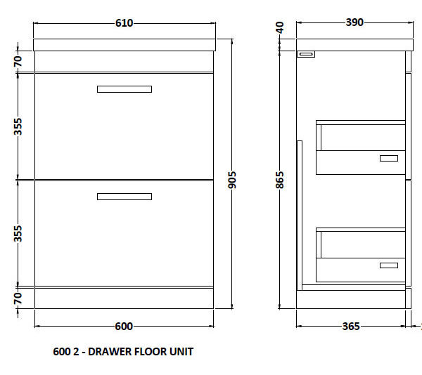 Brooklyn 800mm Black Vanity Unit - Floor Standing