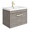 Brooklyn 600mm Grey Avola Wall Hung 1-Drawer Vanity Unit with Brushed Brass Handle Large Image