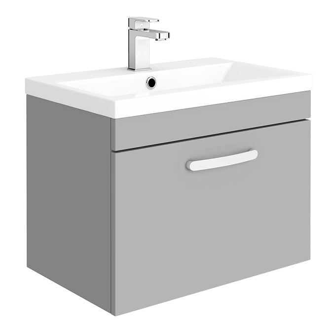 Brooklyn 600mm Grey Mist 1 Drawer Wall Hung Vanity Unit Large Image