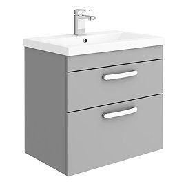 Brooklyn 600mm Grey Mist 2 Drawer Wall Hung Vanity Unit Large Image