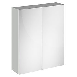 Brooklyn 600mm Grey Mist Bathroom Mirror Cabinet - 2 Door Medium Image