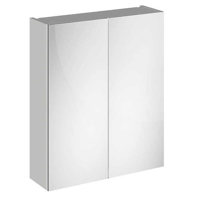 Brooklyn 600mm Grey Mist Bathroom Mirror Cabinet - 2 Door Large Image