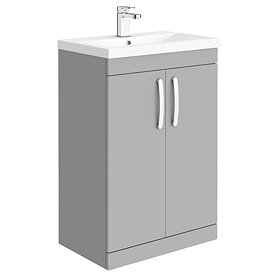 Brooklyn 600mm Grey Mist Vanity Unit - Floor Standing 2 Door Unit Large Image