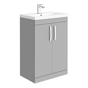 Brooklyn 600mm Grey Mist Vanity Unit - Floor Standing 2 Door Unit