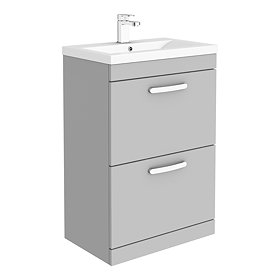 Brooklyn 600mm Grey Mist Vanity Unit - Floor Standing 2 Drawer Unit Large Image