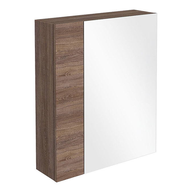 Brooklyn 600mm Mid Oak Bathroom Mirror & Fascia Cabinet Large Image