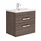 Brooklyn 600mm Mid Oak Wall Hung Double Drawer Vanity Unit Large Image