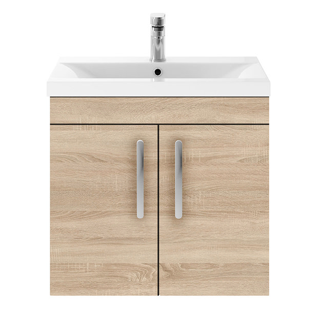 Brooklyn 600mm Natural Oak 2 Door Wall Hung Vanity Unit | Victorian ...