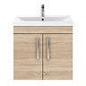 Brooklyn 600mm Natural Oak 2 Door Wall Hung Vanity Unit  Standard Large Image