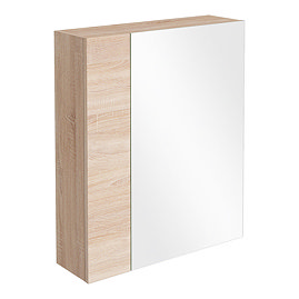 Brooklyn 600mm Natural Oak Bathroom Mirror & Fascia Cabinet Large Image