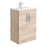 Brooklyn 600mm Natural Oak Vanity Unit - Floor Standing 2 Door Unit Large Image