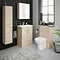 Brooklyn 600mm Natural Oak Vanity Unit with Brushed Brass Handles Standard Large Image