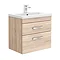 Brooklyn 600mm Natural Oak Wall Hung Double Drawer Vanity Unit Large Image