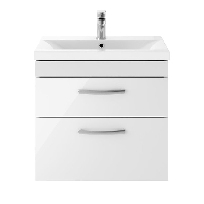 Brooklyn 600mm White Gloss 2 Drawer Wall Hung Vanity Unit Profile Large Image
