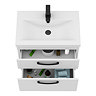 Brooklyn 600mm White Gloss Wall Hung Vanity Unit - 2 Drawer with Matt Black Handles