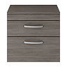 Brooklyn 605mm Grey Avola Worktop & Double Drawer Wall Hung Cabinet  Profile Large Image
