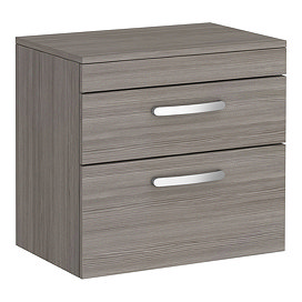 Brooklyn Wall Hung Countertop Vanity Unit - Grey Avola - 605mm 2 Drawer with Chrome Handles Large Im