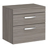 Brooklyn Wall Hung Countertop Vanity Unit - Grey Avola - 605mm 2 Drawer with Chrome Handles Large Im