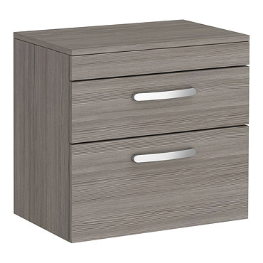 Brooklyn 605mm Grey Avola Worktop & Double Drawer Wall Hung Cabinet  Profile Large Image