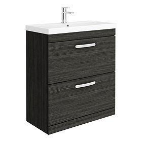 Brooklyn 800 Black Floor Standing Vanity Unit with Thin-Edge Basin Large Image