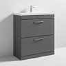 Brooklyn 800 Gloss Grey Floor Standing Vanity Unit with Thin-Edge Basin  Standard Large Image
