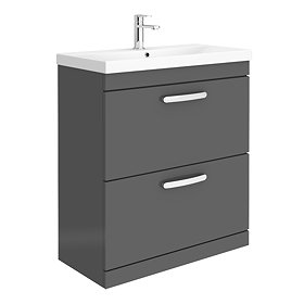 Brooklyn 800 Gloss Grey Floor Standing Vanity Unit with Thin-Edge Basin Large Image