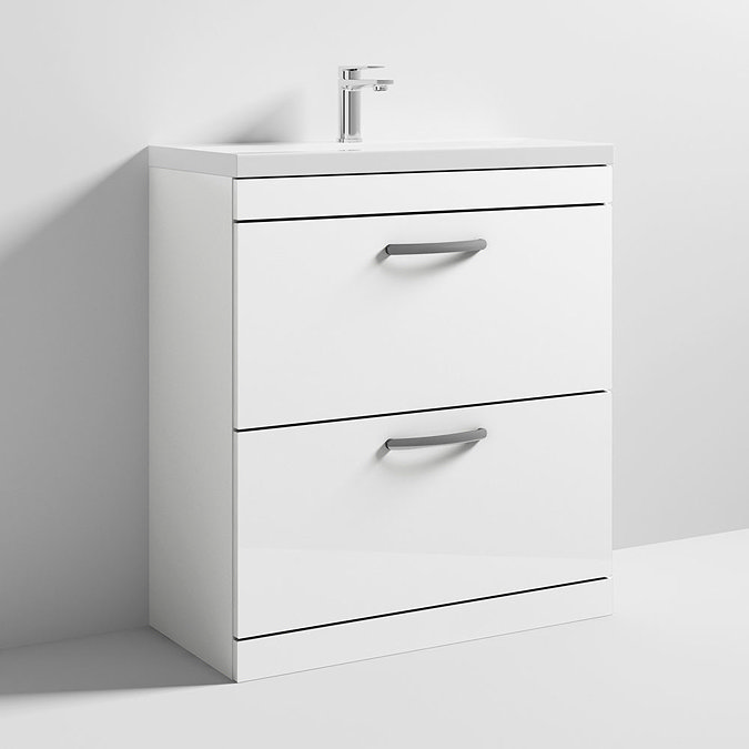 Brooklyn 800 Gloss White Floor Standing Vanity Unit with Thin-Edge Basin  Feature Large Image