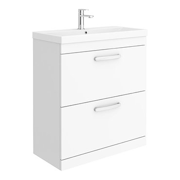 Brooklyn 800 Gloss White Floor Standing Vanity Unit with Thin-Edge Basin  Profile Large Image
