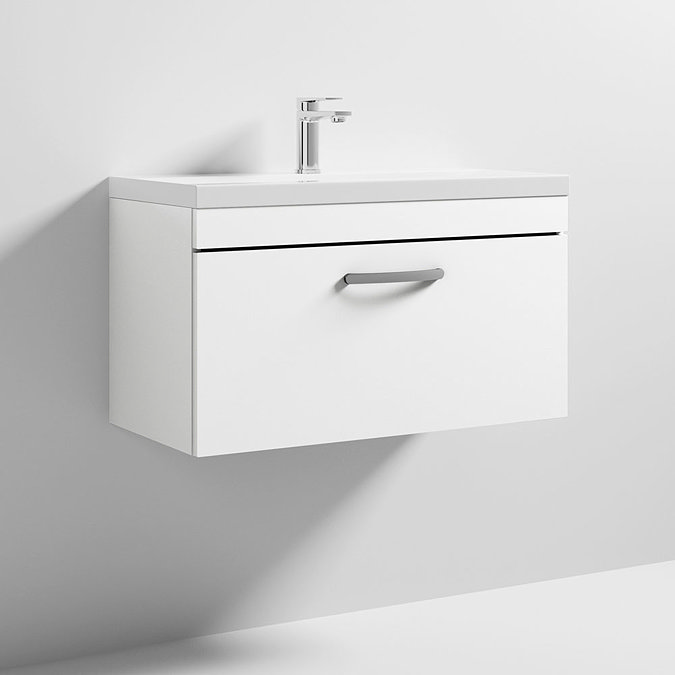 Brooklyn 800 Gloss White Wall Hung 1-Drawer Vanity Unit with Thin-Edge Basin  Feature Large Image