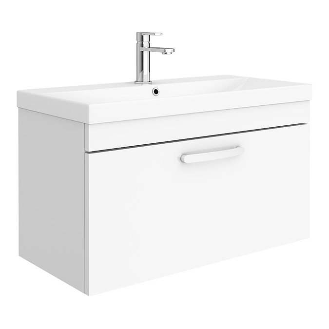 Brooklyn 800 Gloss White Wall Hung 1-Drawer Vanity Unit with Thin-Edge Basin Large Image