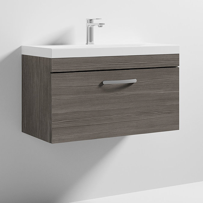 Brooklyn 800 Grey Avola Wall Hung 1-Drawer Vanity Unit with Thin-Edge Basin Standard Large Image