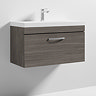 Brooklyn 800 Grey Avola Wall Hung 1-Drawer Vanity Unit with Thin-Edge Basin  Standard Large Image