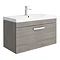 Brooklyn 800 Grey Avola Wall Hung 1-Drawer Vanity Unit with Thin-Edge Basin Large Image