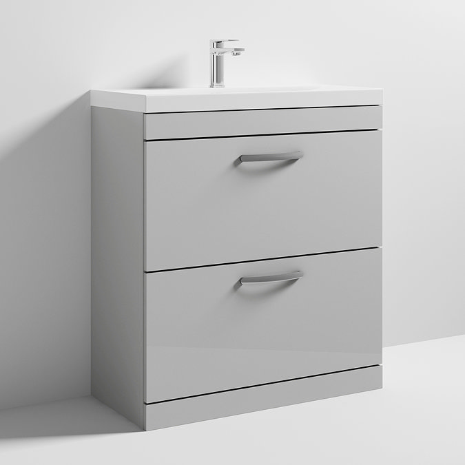 Brooklyn 800 Grey Mist Floor Standing Vanity Unit with Thin-Edge Basin  Feature Large Image