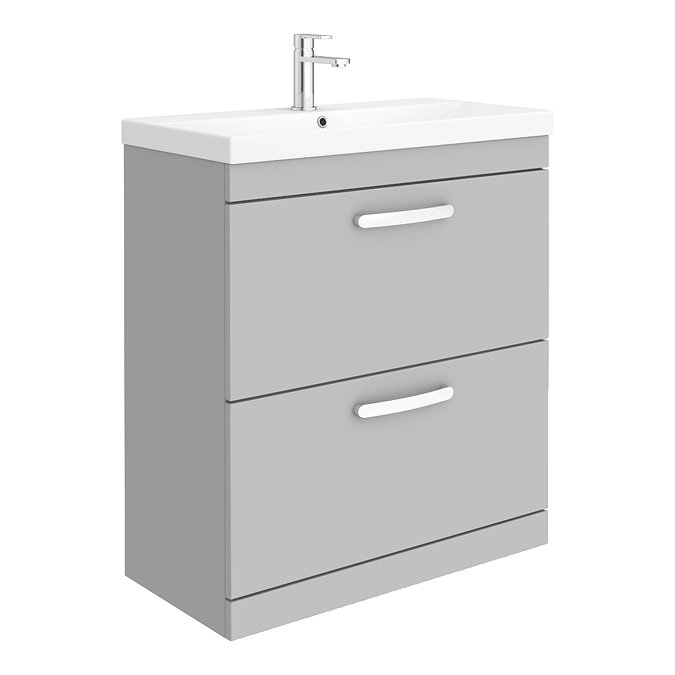 Brooklyn 800 Grey Mist Floor Standing Vanity Unit with Thin-Edge Basin Large Image