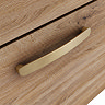 Brooklyn 800mm Brown Oak Wall Hung Vanity Unit - Single Drawer with Brushed Brass Handle