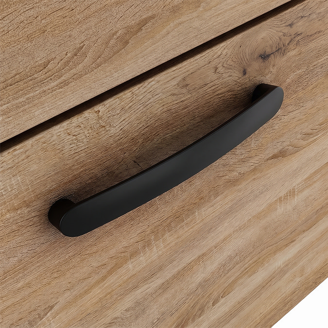 Brooklyn 800mm Brown Oak Wall Hung Vanity Unit - Single Drawer With Matt Black Handle
