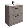 Brooklyn 800mm Grey Avola Vanity Unit - Floor Standing 2 Drawer Unit with Matt Black Handles