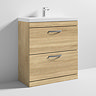 Brooklyn 800 Natural Oak Floor Standing Vanity Unit with Thin-Edge Basin  Standard Large Image