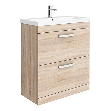 Brooklyn 800 Natural Oak Floor Standing Vanity Unit with Thin-Edge Basin  Profile Large Image