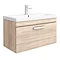 Brooklyn 800 Natural Oak Wall Hung 1-Drawer Vanity Unit with Thin-Edge Basin Large Image