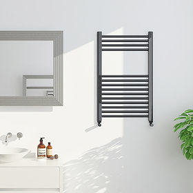 Brooklyn 800 x 500mm Black Nickel Straight Heated Towel Rail Large Image