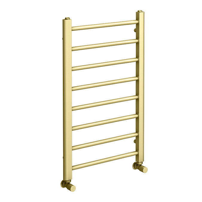 Brooklyn 800 x 500mm Brushed Brass Straight Heated Towel Rail Profile Large Image