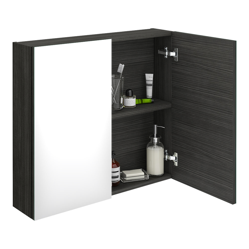 Black vanity deals mirror with storage