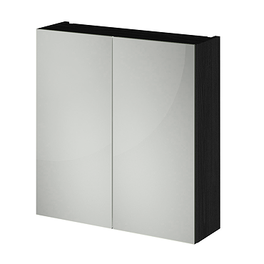 Brooklyn 800mm Hacienda Black Bathroom Mirror Cabinet - 2 Door Standard Large Image