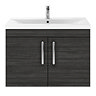 Brooklyn 800mm Black 2 Door Wall Hung Vanity Unit  In Bathroom Large Image