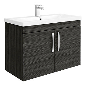 Brooklyn 800mm Black 2 Door Wall Hung Vanity Unit Large Image