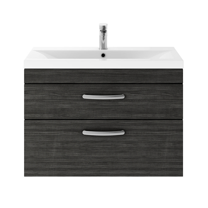 Brooklyn 800mm Black 2 Drawer Wall Hung Vanity Unit  In Bathroom Large Image