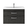 Brooklyn 800mm Black 2 Drawer Wall Hung Vanity Unit  In Bathroom Large Image