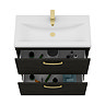 Brooklyn 800mm Black Vanity Unit - Floor Standing 2 Drawer Unit with Brushed Brass Handles
